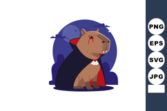 Vampire Capybara Character in Dark Cloak with Red Lining and Product Image 1