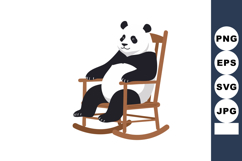 Panda sitting comfortably in wooden rocking chair relaxing a Product Image 1