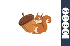 Squirrel holding large acorn cartoon vector illustration wit Product Image 1