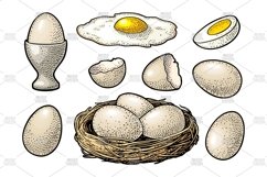 Fried and boiled chicken brown eggs with broken shell and ne Product Image 3