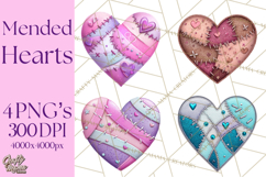 Mended Glitter Heart Clipart, Cartoon Patchwork Heart Png Product Image 1