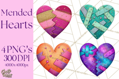 Mended Glitter Heart Clipart, Cartoon Patchwork Heart Png Product Image 1