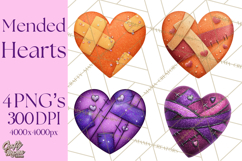 Mended Glitter Heart Clipart, Cartoon Patchwork Heart Png Product Image 1