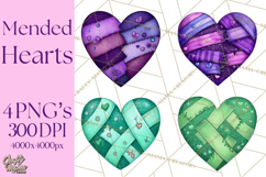 Mended Glitter Heart Clipart, Cartoon Patchwork Heart Png Product Image 1