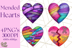 Mended Glitter Heart Clipart, Cartoon Patchwork Heart Png Product Image 1