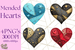 Mended Glitter Heart Clipart, Cartoon Patchwork Heart Png Product Image 1