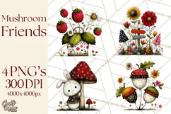 Forest Friends Woodland Animals PNG Clipart Mushrooms Art Product Image 1