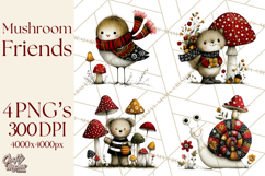 Forest Friends Woodland Animals PNG Clipart Mushrooms Art Product Image 1