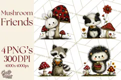 Forest Friends Woodland Animals PNG Clipart Mushrooms Art Product Image 1
