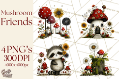 Forest Friends Woodland Animals PNG Clipart Mushrooms Art Product Image 1