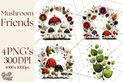 Forest Friends Woodland Animals PNG Clipart Mushrooms Art Product Image 1