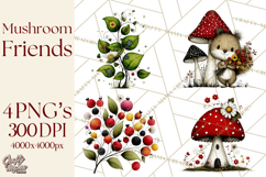 Forest Friends Woodland Animals PNG Clipart Mushrooms Art Product Image 1