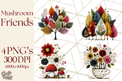 Forest Friends Woodland Animals PNG Clipart Mushrooms Art Product Image 1