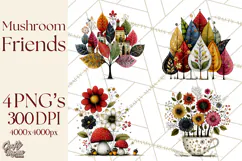 Forest Friends Woodland Animals PNG Clipart Mushrooms Art Product Image 1