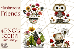 Forest Friends Woodland Animals PNG Clipart Mushrooms Art Product Image 1