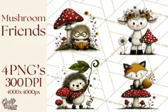 Forest Friends Woodland Animals PNG Clipart Mushrooms Art Product Image 1