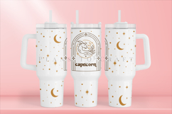 Zodiac 40oz tumbler wrap SVG featuring celestial and astrology-inspired artwork, suitable for customizing handled tumblers with Cricut and Silhouette using ready-to-use SVG, PNG, EPS, and DXF files.