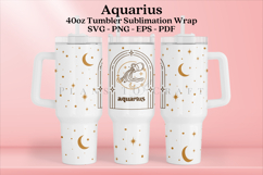 Zodiac 40oz tumbler wrap SVG featuring celestial and astrology-inspired artwork, suitable for customizing handled tumblers with Cricut and Silhouette using ready-to-use SVG, PNG, EPS, and DXF files.