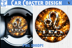 Leo Car coaster | Galactic Metallic Zodiac Product Image 1