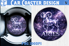 Aries Car coaster | Galactic Metallic Zodiac Product Image 1
