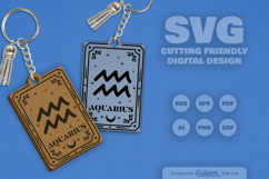 Aquarius Zodiac Keychain Laser Cut SVG Product Image 2