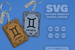 Gemini Zodiac Keychain Laser Cut SVG Product Image 2
