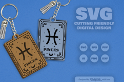 Pisces Zodiac Keychain Laser Cut SVG Product Image 1