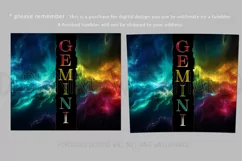 Gemini Tumbler Wrap | Zodiac 20 oz PNG Design | Space d1 Product Image 2