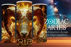 Aries Tumbler Wrap | Zodiac 20 oz PNG Design | Space d2 Product Image 1