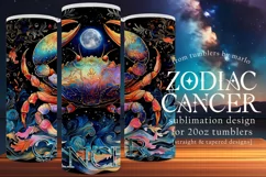 Cancer Tumbler Wrap | Zodiac 20 oz PNG Design | Space d2 Product Image 1