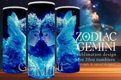 Gemini Tumbler Wrap | Zodiac 20 oz PNG Design | Space d2 Product Image 1