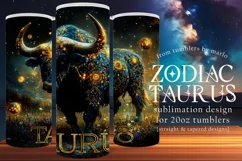 Taurus Tumbler Wrap | Zodiac 20 oz PNG Design | Space d2 Product Image 1