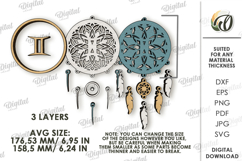 Zodiac Sign Dream Catcher Laser Cut. Gemini SVG Product Image 2