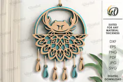 Zodiac Sign Dream Catcher Laser Cut. Cancer SVG Product Image 1