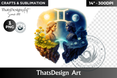 Gemini Zodiac sign Clipart, Astrology PNG, horoscope island Product Image 1