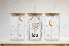 Zodiac glass can wrap SVG featuring celestial and astrology-inspired artwork for Libbey glass cans and tumblers, suitable for Cricut and Silhouette projects with ready-to-use SVG, PNG, EPS, and DXF files.