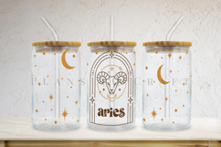 Zodiac glass can wrap SVG featuring celestial and astrology-inspired artwork for Libbey glass cans and tumblers, suitable for Cricut and Silhouette projects with ready-to-use SVG, PNG, EPS, and DXF files.