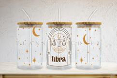 Zodiac glass can wrap SVG featuring celestial and astrology-inspired artwork for Libbey glass cans and tumblers, suitable for Cricut and Silhouette projects with ready-to-use SVG, PNG, EPS, and DXF files.