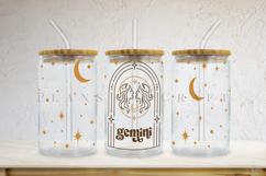 Zodiac glass can wrap SVG featuring celestial and astrology-inspired artwork for Libbey glass cans and tumblers, suitable for Cricut and Silhouette projects with ready-to-use SVG, PNG, EPS, and DXF files.