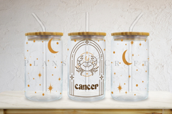 Zodiac glass can wrap SVG featuring celestial and astrology-inspired artwork for Libbey glass cans and tumblers, suitable for Cricut and Silhouette projects with ready-to-use SVG, PNG, EPS, and DXF files.