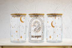 Zodiac glass can wrap SVG featuring celestial and astrology-inspired artwork for Libbey glass cans and tumblers, suitable for Cricut and Silhouette projects with ready-to-use SVG, PNG, EPS, and DXF files.