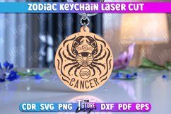 Cancer Keychain Laser Cut | Astrology Design | Zodiac Sign Product Image 1