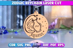 Aquarius Keychain Laser Cut | Astrology Design | Zodiac Sign Product Image 1