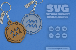 Aquarius Zodiac Keychain Laser Cut SVG Product Image 2