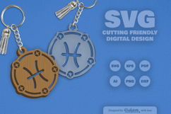 Pisces Zodiac Keychain Laser Cut SVG Product Image 2