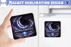 Waning Crescent Moon Square Magnet | Moon Phase Design Product Image 1