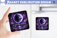 Last Quarter Moon Square Magnet | Moon Phase Design Product Image 1