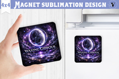 Waxing Gibbous Moon Square Magnet | Moon Phase Design Product Image 1