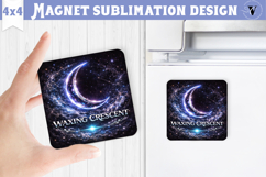 Waxing Crescent Moon Square Magnet | Moon Phase Design Product Image 1