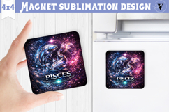 Pisces Square Magnet | Galactic Metallic Zodiac Product Image 1